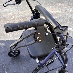 Probasics 4-Wheel Rollator Walker with Padded Seat, Backrest & Storage Bag Blue