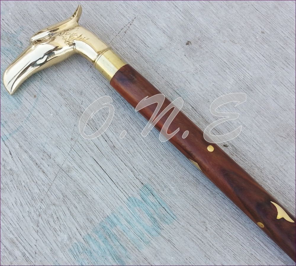 Vintage Solid Brass Handle Antique Style Victorian Cane Wooden Walking Stick New