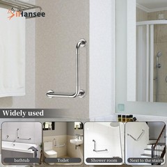 L-Shaped Angled Grab Bar 12×16 Inch Brushed Nickel Anti-slip Knurled Shower H…