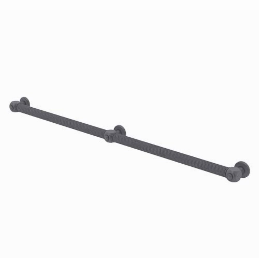 Allied Brass CU-GRR3-48-GYM Cube Design Reeded 3 Post Grab Bar, Matte Gray