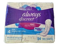 Always Discreet, Incontinence & Postpartum Pads For Women, Lot Of 4