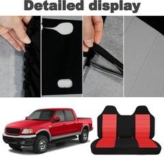 Thickened Oxford Cloth Front Solid Bench Seat Covers with Molded Headrests fit f