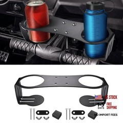 Grab Bar Dual Cup Holder,Motorcycle A3 Steel Powder Coated Drink Holder BLACK