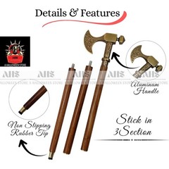 Viking Walking Cane Handmade Vintage Walking Cane Wooden Walking Stick Brass …
