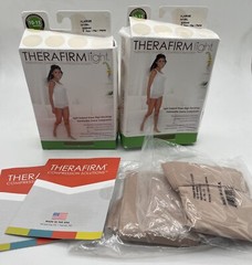Lot Of 2 Therafirm Light Support Knee High Natural Stockings XL 10-15mmHg NEW!!