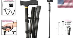 Ergonomic Portable Walking Cane with Wrist Strap – Foldable Design, 11″ Compact