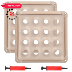 2-Pack Waffle Inflatable Seat Cushions (17×17 Inches) with 2 Air Pumps Cream