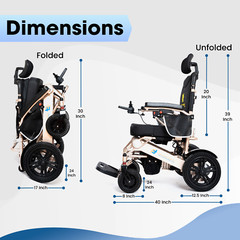 Fold And Travel Auto Recline Lightweight Foldable Electric Power Wheelchair