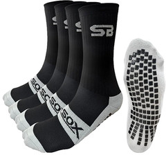 SB Grip Sox for Everyday Wear 2 Pk Unisex Black w Gray Mens: 6-12, Womens: 7-13