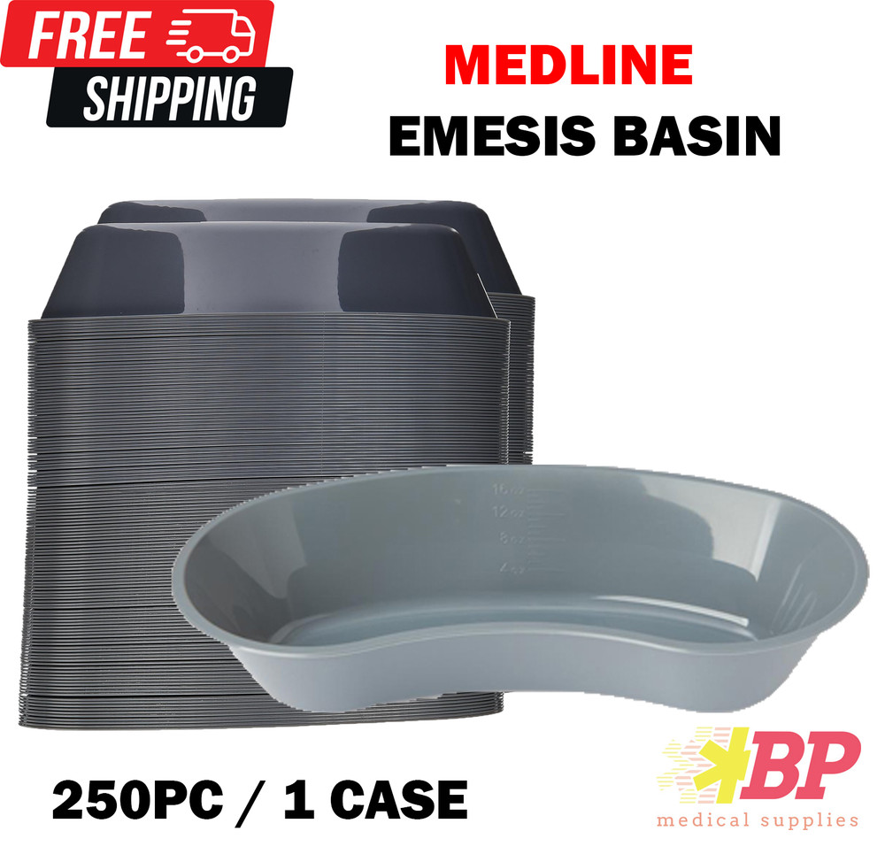 Medline DYND80327 Plastic Emesis Basins – 500 mL Graphite – Case of 250PCS