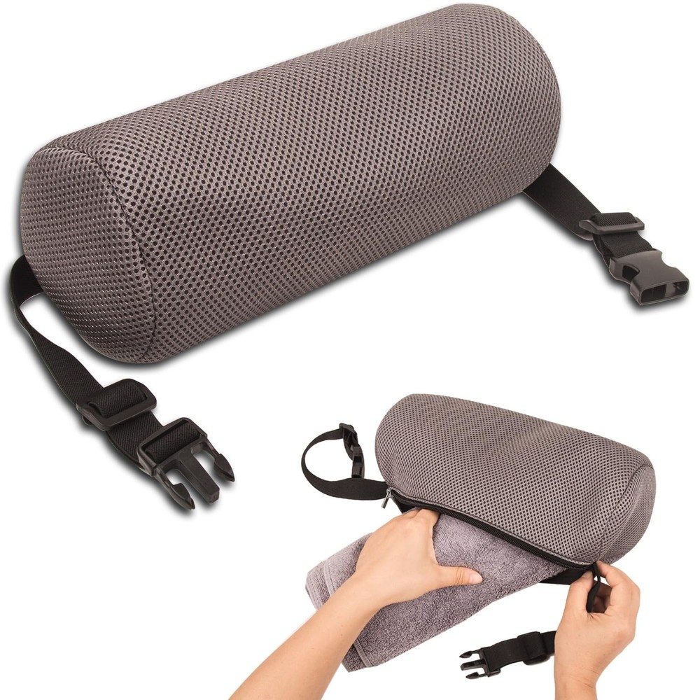 1Pcs Lumbar Roll Support Pillow Coverâ€“ Low Back for Grey
