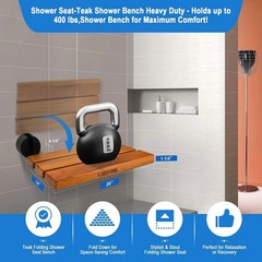 20″ Teak Fold Down Shower Seat Wall Mounted Bench 400lb Rust Resistant