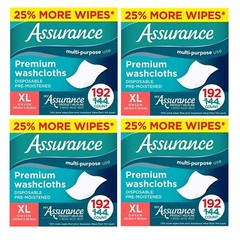 Assurance XL Disposable Washcloths (4-Pack, 192 Count) – Enhanced Softness