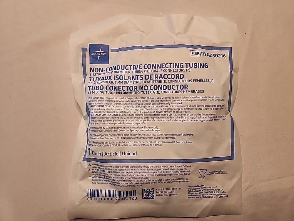 Medline Non-Conductive Connecting Tube 6’ft 3/16″ D Tubing 2 Female Connectors