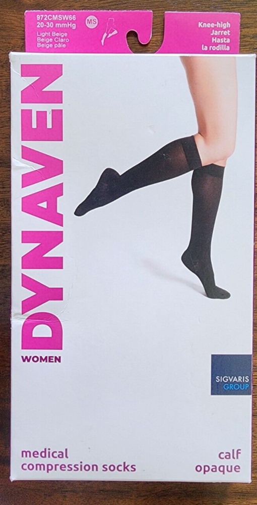 Dynaven Women’s Closed Toe Calf-High Socks 20-30mmHg Light Beige Medium-Short