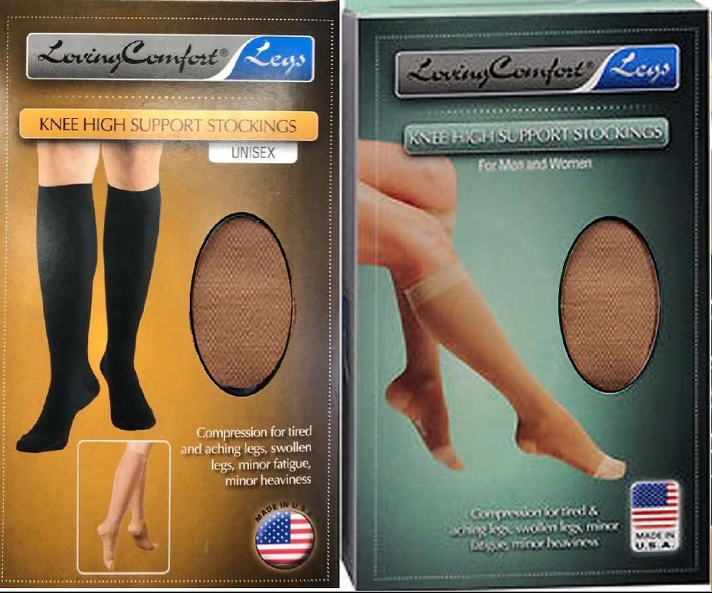 Loving Comfort Knee High Support Stockings Closed Toe 20-30 (Beige) X-Large