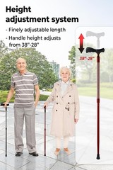 Sturdy Foldable Walking Cane – Burgundy, Duralumin, Right-Handed Ergonomic Grip