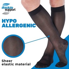 Made in USA Sheer Compression Socks Women 15~20 mmHg Black X~Large