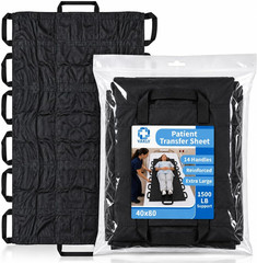 Patient Transfer Sheet Blanket 40’’X80’’ with 14 Handles for Lifting, Moving, Tu