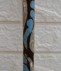 Handcrafted Egyptian Stick, Turquoise & Mother of Pearl Inlay Wood Walking Cane