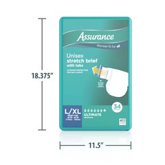 2 Pack Assurance Stretch Briefs With Tabs L XL 34 Count Unisex Adult