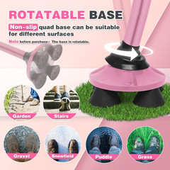 Walking Cane for Elderly Adjustable Lightweight Collapsible with Quad Base and