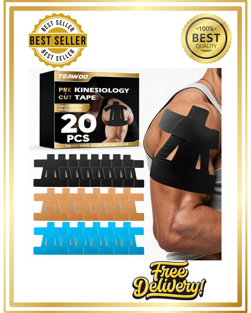 Precut Kinesiology Tape for Shoulder (20 Pcs) – Waterproof Breathable Athleti, E