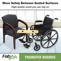 Fablife Deluxe Hardwood Transfer Board For Easy Patient Transfer Slide Assist