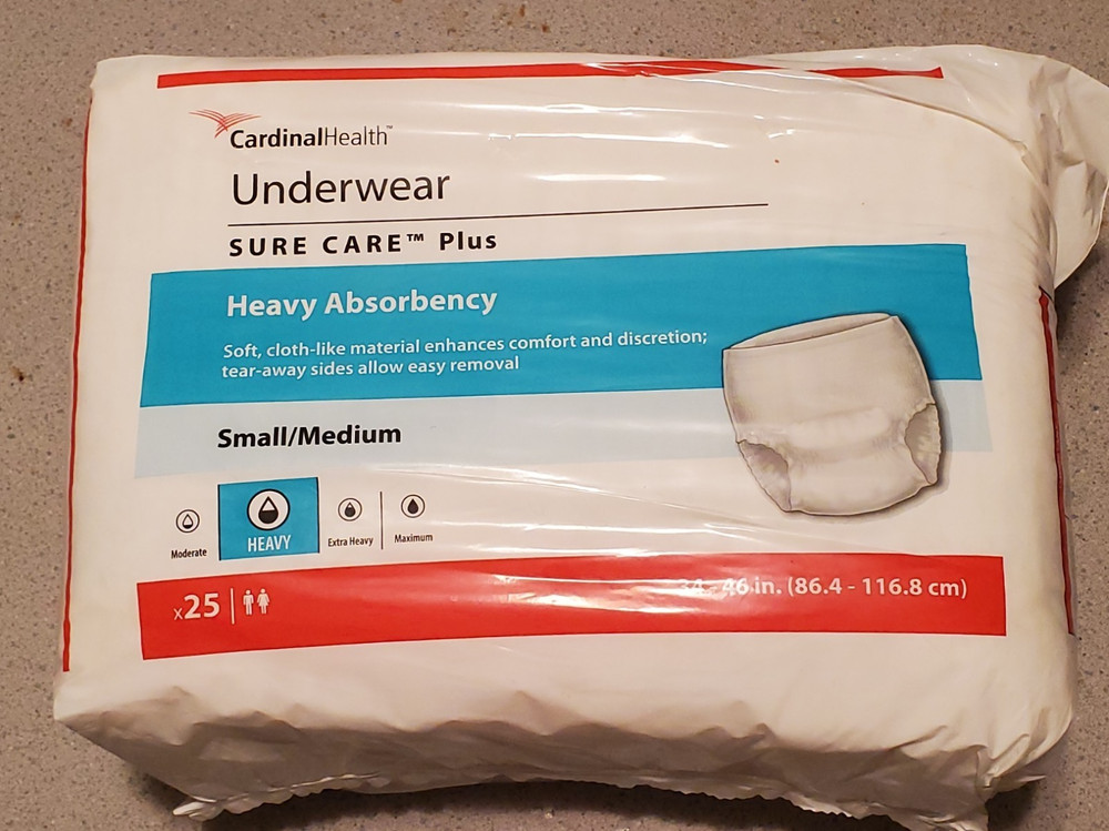 3-Pack 25 Ct Cardinal Sure Care Plus Absorbent Underwear Small/Medium Total 75