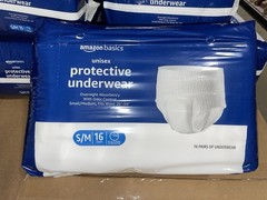 Amazon Basics Unisex Protective Underwear 64 Count Overnight Small/Medium White