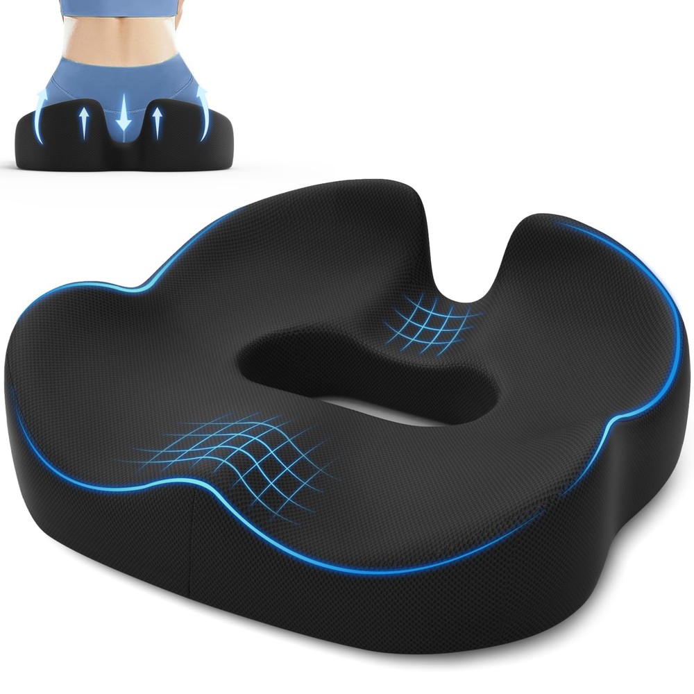 Hemorrhoid Discomfort Tailbone Pressure Coccyx Office Chair Seat Cushion Black