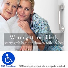 18 inches Designer Bath Safety Grab Bar with Anti-Slip Peened Grip, ADA Compl…