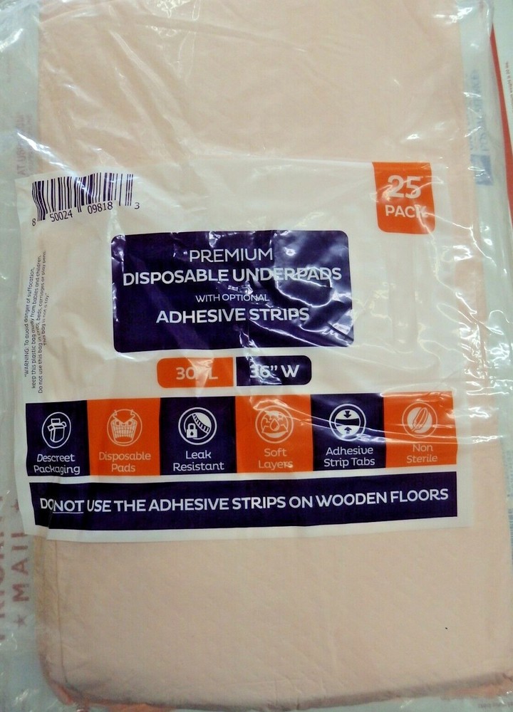 Breathable Underpad 30 X 36 Inch Heavy Absorbency Pack of 25 nonwoven topsheet