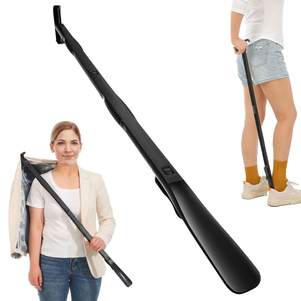 36 Inch Adjustable Long Handled Shoe Horn – Dressing Stick Aid 36 Inch, Black