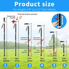 Adjustable Foldable Walking Cane for Seniors Lightweight Telescopic Hiking Stick