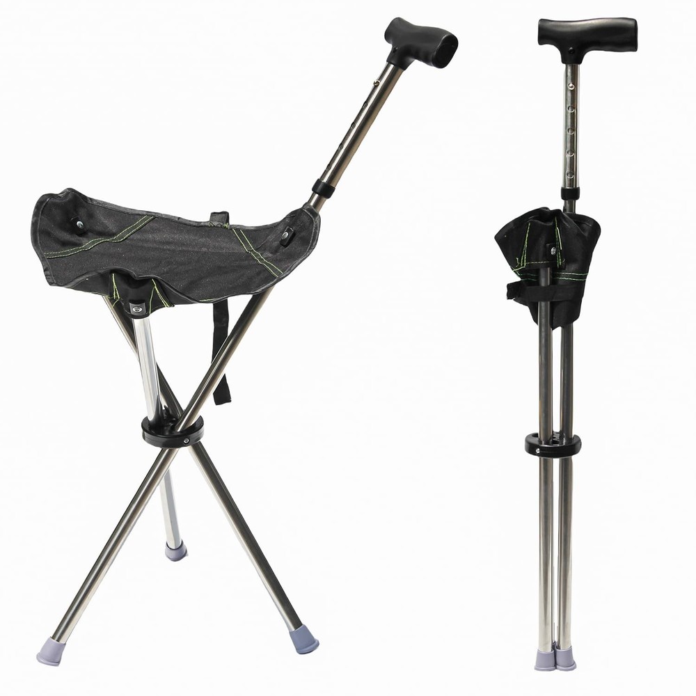 Walking Cane with Seat, Adjustable Height 34″38″ Cane Chair Capacity 220lbs, …