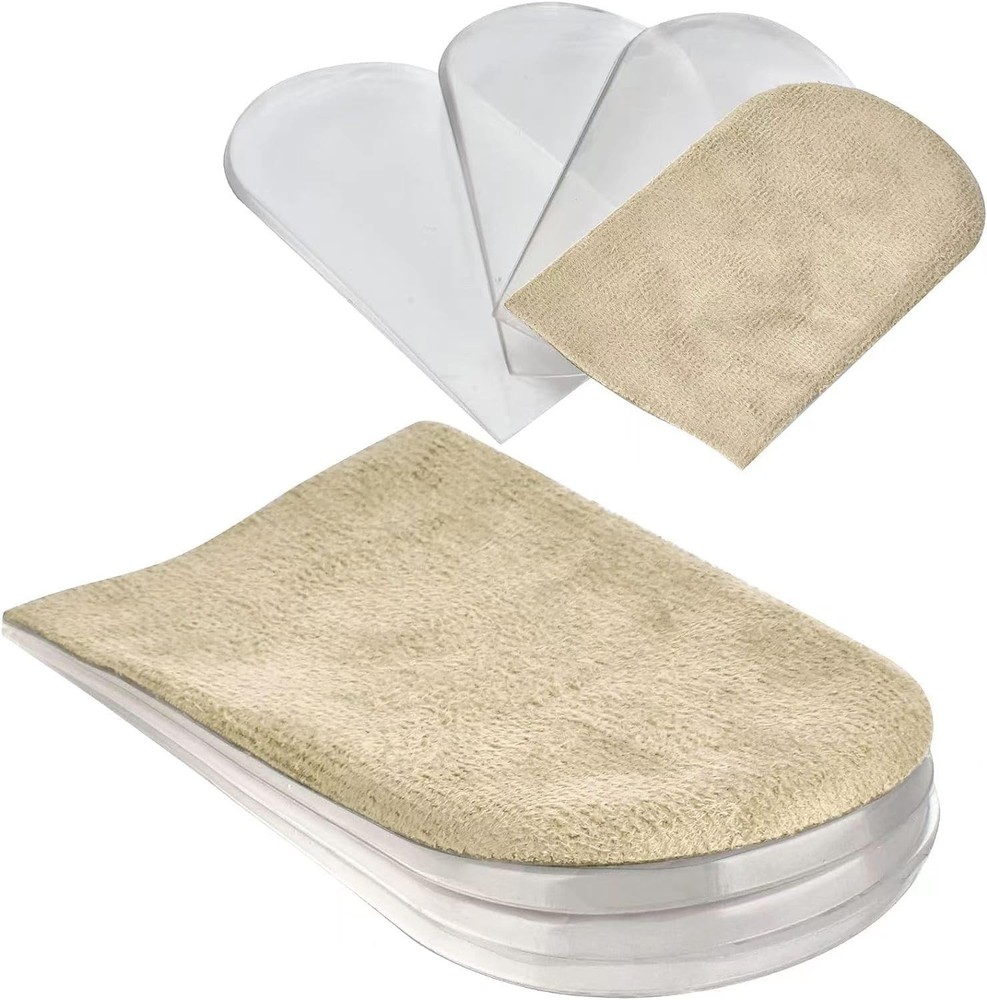AccEncyc Adjustable Heel Lift Inserts 2 Pack Soft Silicone 1/4 Inch, Beige