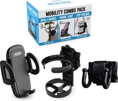 Mobility Combo Pack, Hook, Phone and Cup Holder for Walker, Portable Beverage…