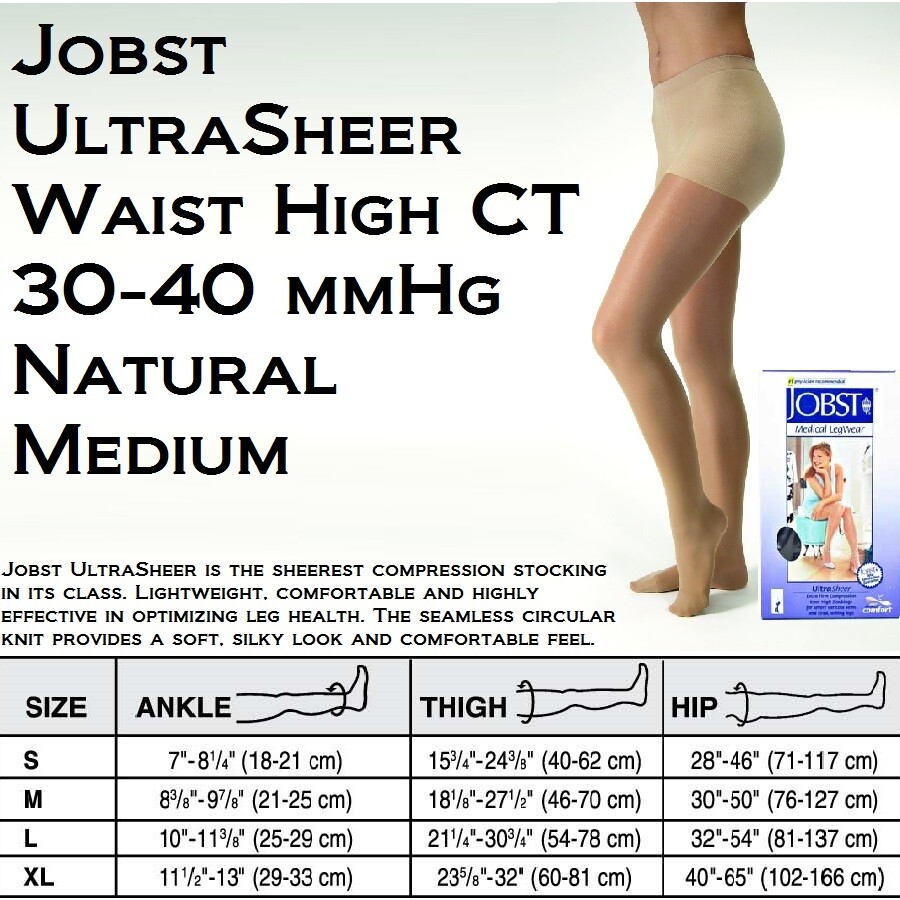 Jobst UltraSheer Waist High CT 30-40mmHg Natural Medium
