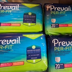 Prevail Per-Fit Adult Unisex Daily Underwear/Diapers, size M, case of 80. white.