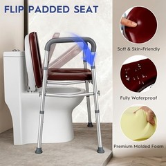 Raised Toilet Seat with Handle for Seniors Adjustable Aluminum Alloy, Elevated