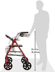 Rollator Walker with Seat, Durable Steel Frame, Adjustable Height