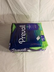 Prevail Underpads Size large, 15 Count, moisture proof barrier, extra strong