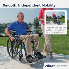 Blue Streak Lightweight Foldable Medical Wheelchair Double Recline Ultralight