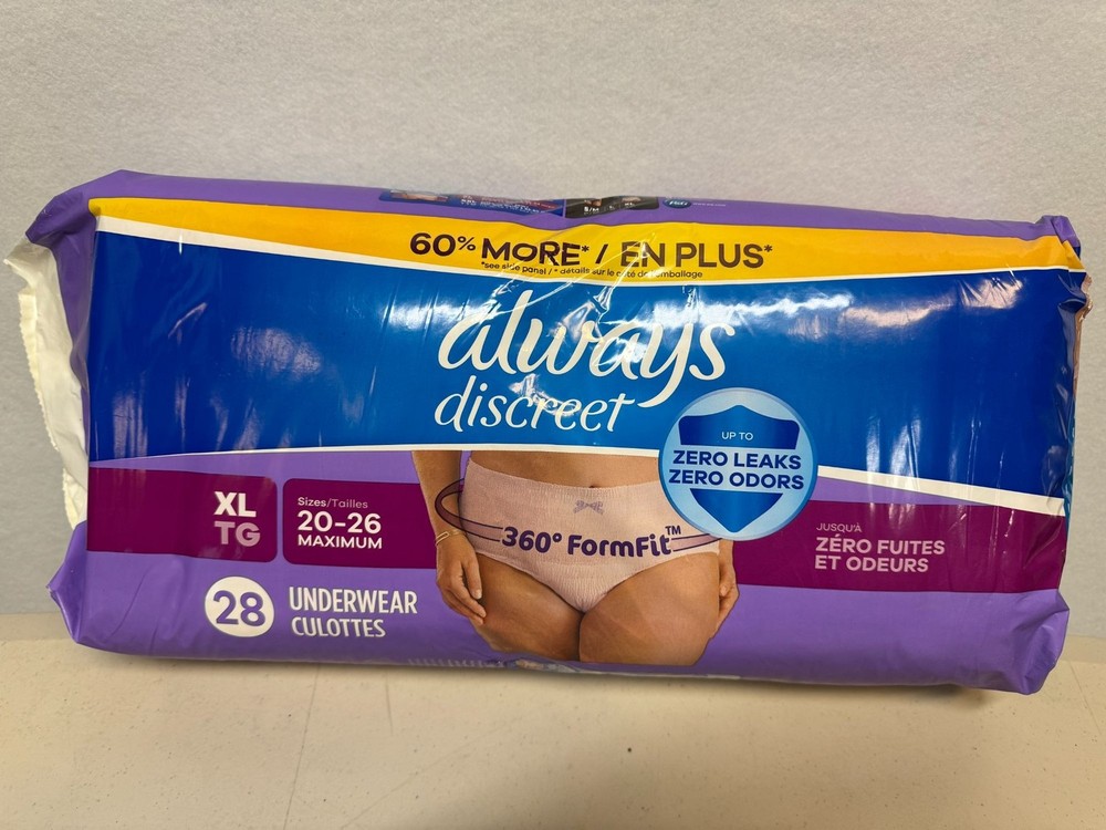 Always Discreet Underwear Womans Maximum Absorbency 28-Count XL 20-26