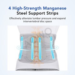 Medical-Grade Lumbar Support Belt for Back Pain Relief with Steel Plates、M-XXL