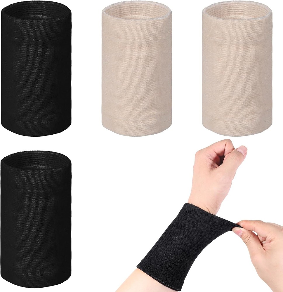 2 Pairs Elastic Wrist Compression Sleeve, Nylon Wristbands Brace for Support Wri