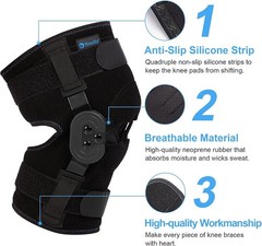 New Nvorliy ROM Metal Hinged Knee Brace Size L Unisex, Adjustable Open Patella P