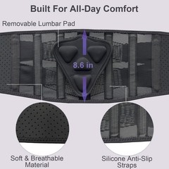 cybryeh Ultra Breathable Back Brace for Lower M(Waist:35″-43″), Black