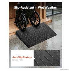 Rubber Threshold Ramp 4 Inch Rise 41.8 Inch Long 2200 Lbs Load Capacity Non